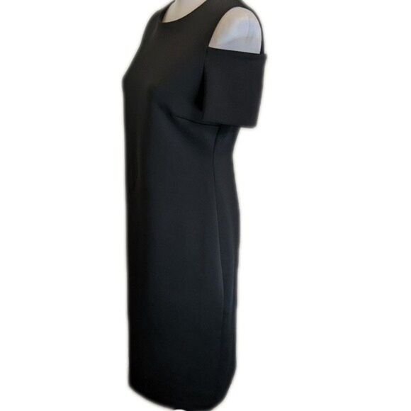 Calvin Klein black cold shoulder knee length sheath bodycon dress 4 - Picture 3 of 7